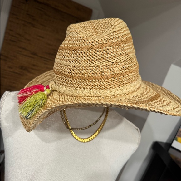 Straw Sun Hat with Colorful Tassel - Picture 4 of 4